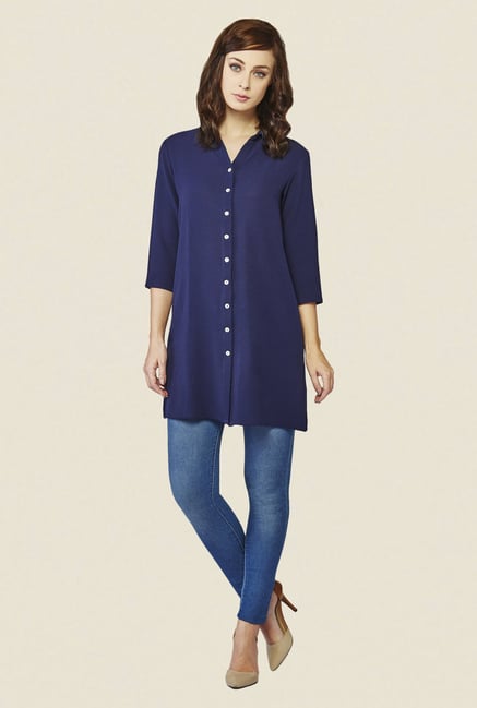 AND Blue Solid Tunic AND Blue Solid Tunic