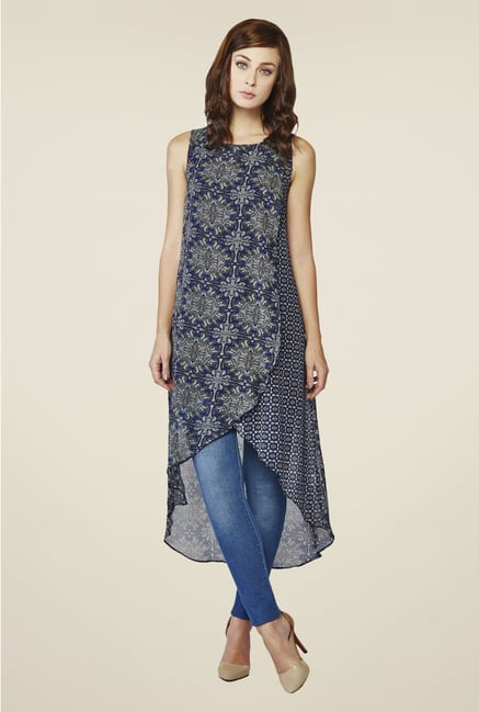 AND Grey & Navy Printed Tunic AND Grey & Navy Printed Tunic