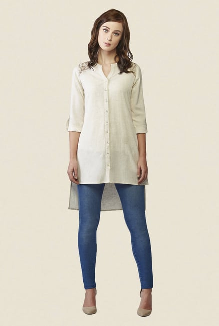 AND Beige Solid Tunic AND Beige Solid Tunic