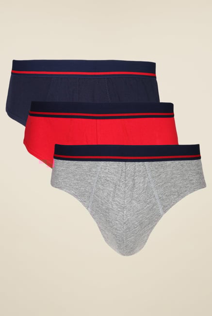 Yepme Navy, Red & Grey Kevin Combo of 3 Briefs Yepme Navy, Red & Grey Kevin Combo of 3 Briefs