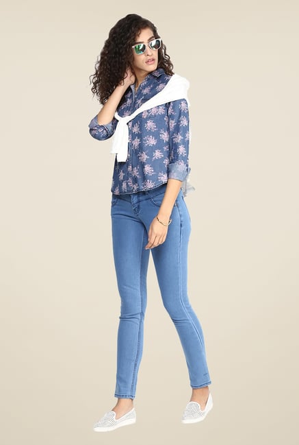 Yepme Blue Floral Print Shirt Yepme Blue Floral Print Shirt