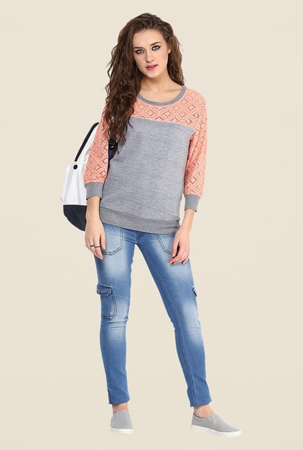 Yepme Grey Norah Lace Top Yepme Grey Norah Lace Top