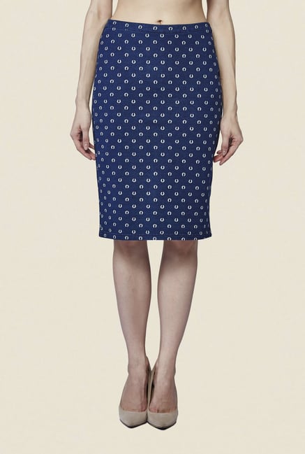 AND Blue Horseshoe Print Skirt AND Blue Horseshoe Print Skirt