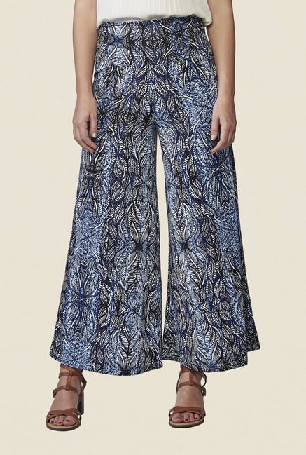 AND Blue & Black Printed Palazzos AND Blue & Black Printed Palazzos
