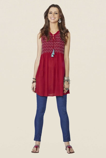 Global Desi Maroon Printed Top Global Desi Maroon Printed Top