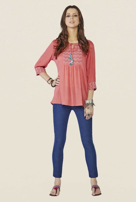 Global Desi Peach Solid Top Global Desi Peach Solid Top