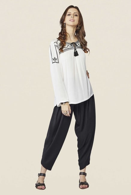 Global Desi White Embroidered Top Global Desi White Embroidered Top