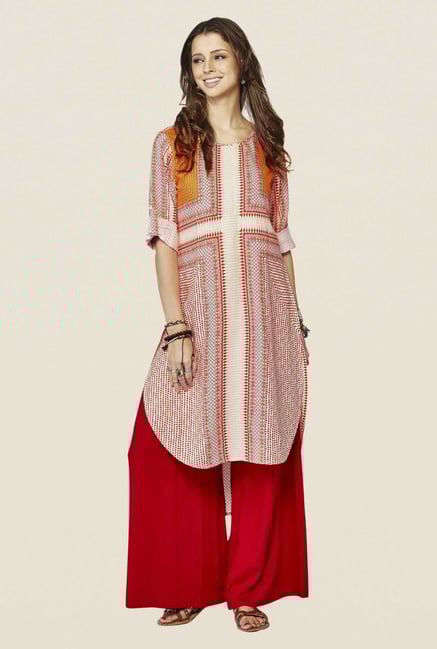 Global Desi Coral Printed Kurta Global Desi Coral Printed Kurta