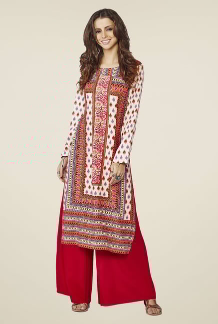 Global Desi Red Printed Kurta Global Desi Red Printed Kurta