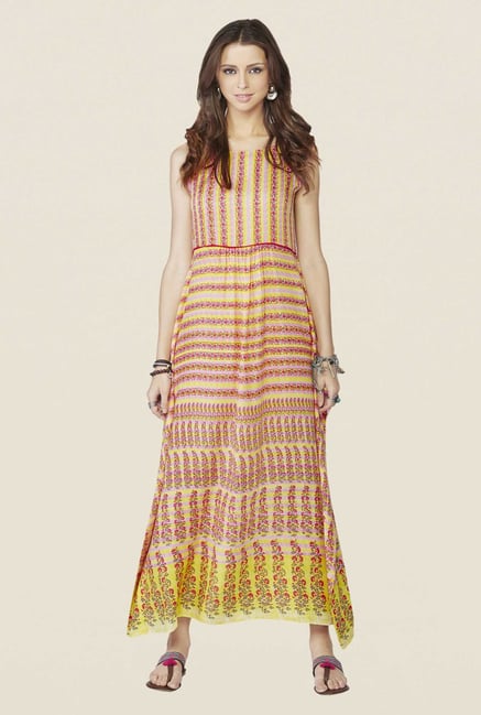 Global Desi Multicolor Citrine Maxi Dress Global Desi Multicolor Citrine Maxi Dress