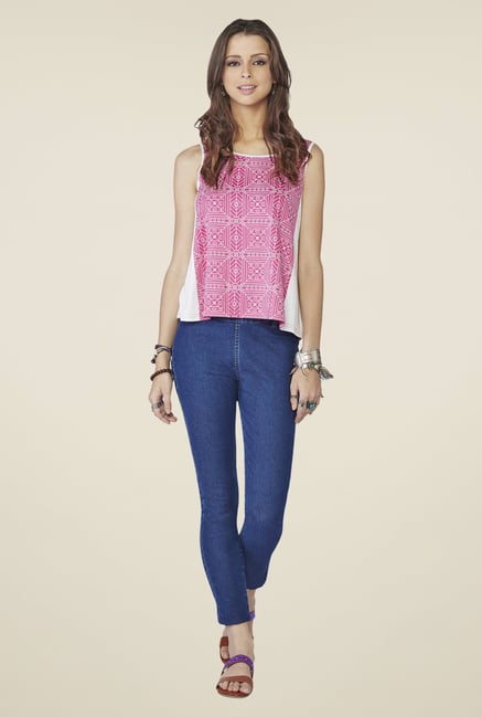 Global Desi Pink Geometric Print Sleeveless Top Global Desi Pink Geometric Print Sleeveless Top