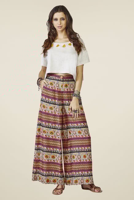 Global Desi Off-white Textured Top Global Desi Off-white Textured Top