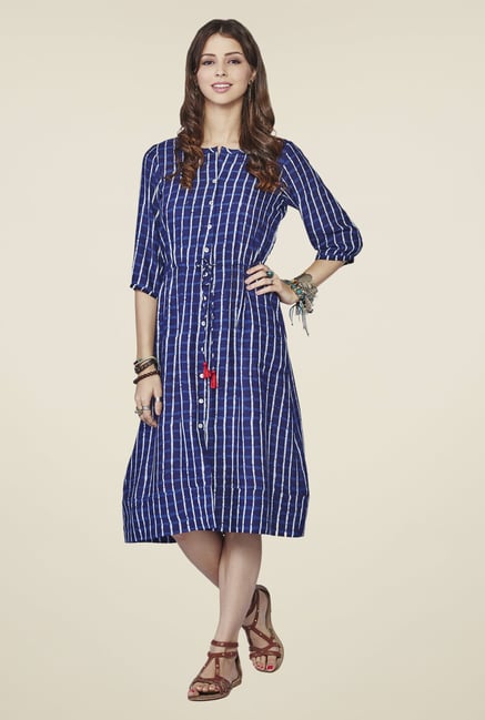 Global Desi Blue Iris Midi Dress Global Desi Blue Iris Midi Dress