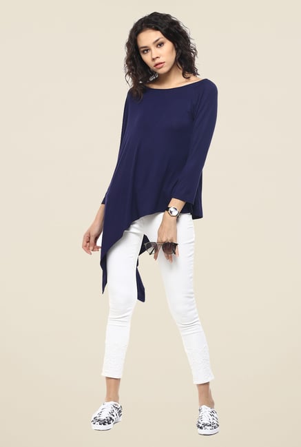 Femella Navy Asymmetric Poncho Femella Navy Asymmetric Poncho