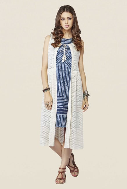 Global Desi Off-white Canton Duster Shrug Global Desi Off-white Canton Duster Shrug
