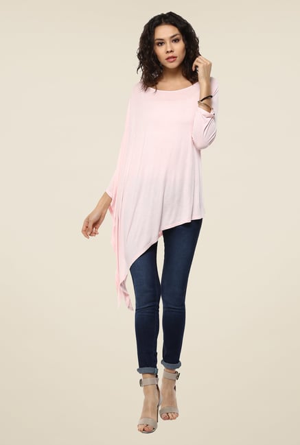 Femella Blush Pink Asymmetric Poncho Femella Blush Pink Asymmetric Poncho
