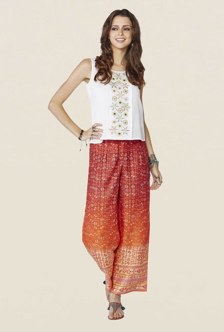 Global Desi Off-white Embroidered Top Global Desi Off-white Embroidered Top