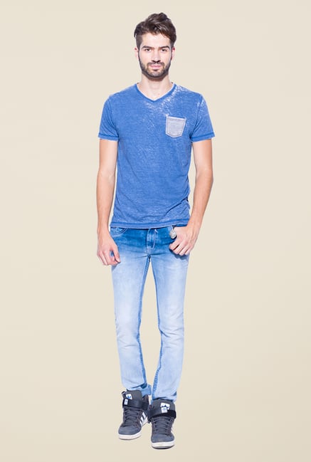 Mufti Blue Slim Fit V Neck T Shirt Mufti Blue Slim Fit V Neck T Shirt