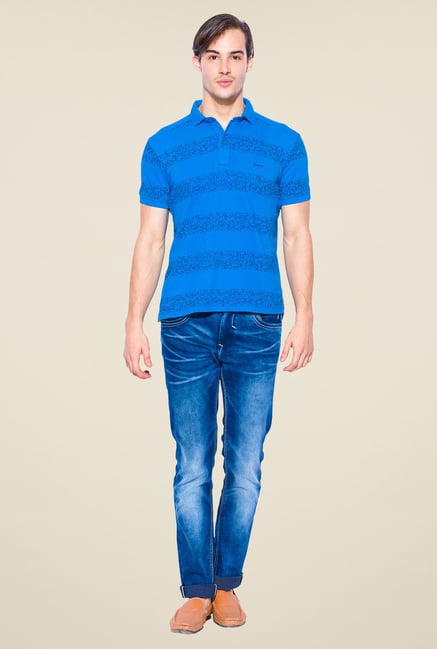 Mufti Blue Slim Fit Polo T Shirt Mufti Blue Slim Fit Polo T Shirt