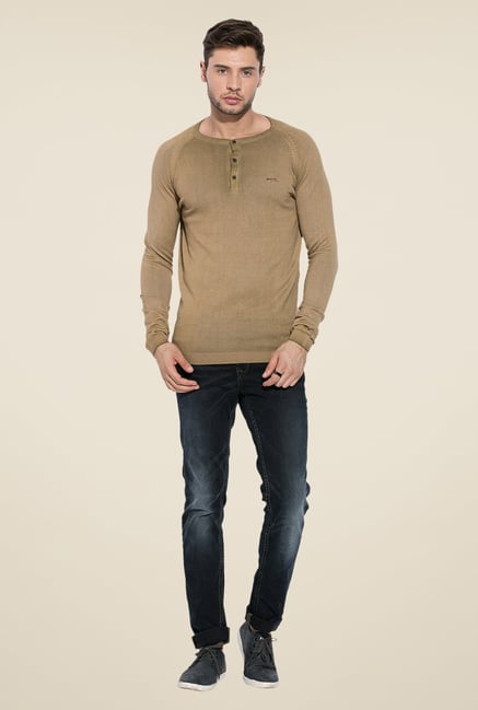 Mufti Khaki Henley Sweatshirt Mufti Khaki Henley Sweatshirt
