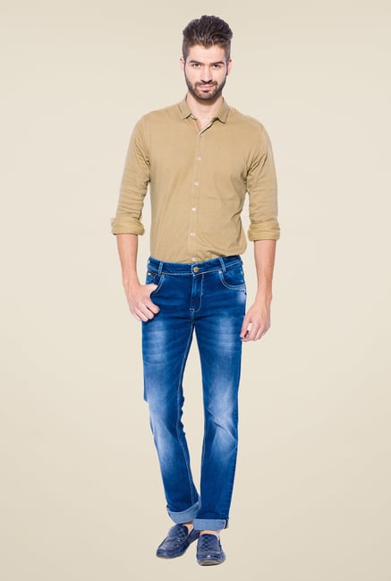 Mufti Dark Blue Heavily Washed Skinny Fit Jeans Mufti Dark Blue Heavily Washed Skinny Fit Jeans