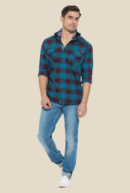 Mufti Turquoise Checked Shirt Mufti Turquoise Checked Shirt