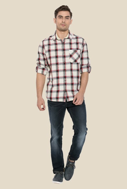 Mufti Red Checked Full-sleeved Shirt Mufti Red Checked Full-sleeved Shirt