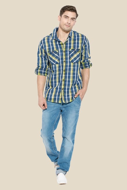 Mufti Lime Checked Shirt Mufti Lime Checked Shirt