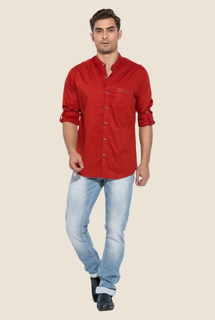 Mufti Red Solid Shirt Mufti Red Solid Shirt