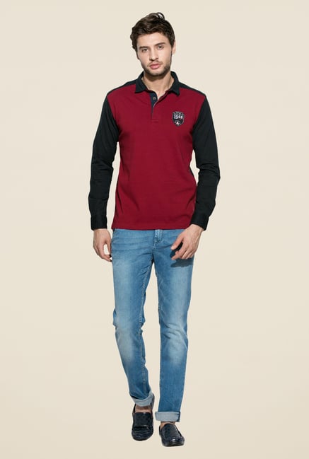Mufti Maroon Slim Fit Polo T Shirt Mufti Maroon Slim Fit Polo T Shirt