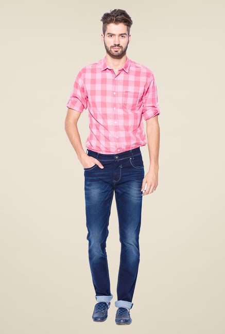 Mufti Blue Heavily Washed Solid Cotton Jeans Mufti Blue Heavily Washed Solid Cotton Jeans