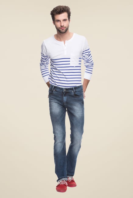 Mufti Blue Straight Fit Solid Cotton Jeans Mufti Blue Straight Fit Solid Cotton Jeans