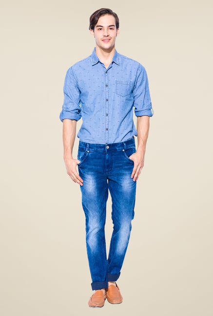 Mufti Dark Blue Heavily Washed Jeans Mufti Dark Blue Heavily Washed Jeans
