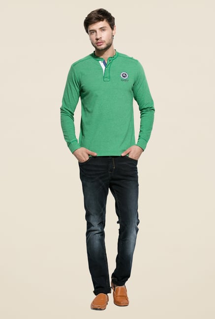Mufti Green Slim Fit Henley T Shirt Mufti Green Slim Fit Henley T Shirt