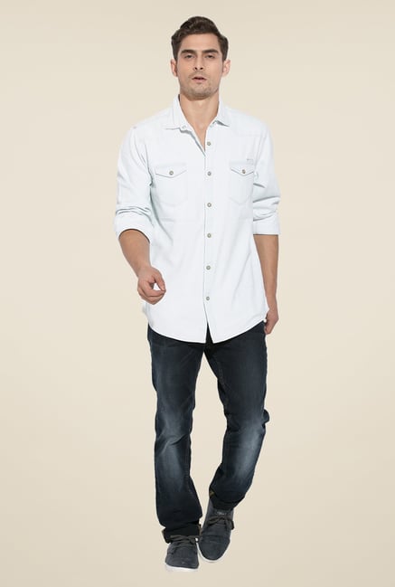 Mufti Ice Blue Solid Shirt Mufti Ice Blue Solid Shirt