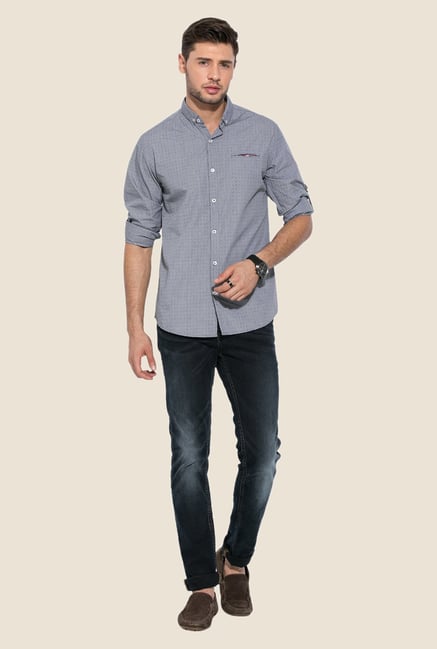 Mufti Grey Printed Cotton Shirt Mufti Grey Printed Cotton Shirt