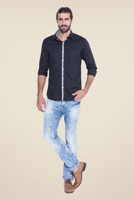 Mufti Black Solid Shirt Mufti Black Solid Shirt
