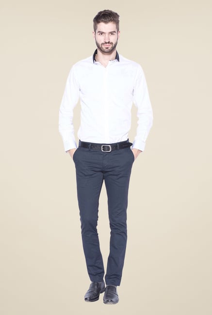 Mufti White & Black Solid Shirt Mufti White & Black Solid Shirt