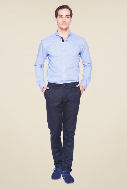 Mufti Navy Slim Fit Pleated Trousers Mufti Navy Slim Fit Pleated Trousers