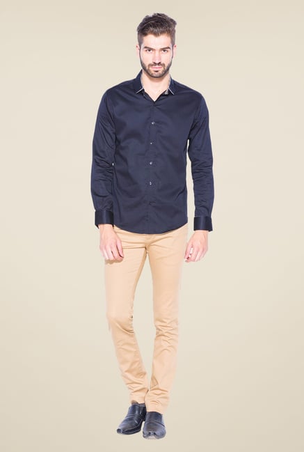 Mufti Navy Solid Shirt Mufti Navy Solid Shirt