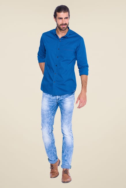 Mufti Royal Blue Printed Shirt Mufti Royal Blue Printed Shirt