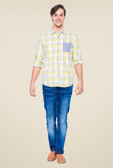 Mufti Lime & Grey Checked Shirt Mufti Lime & Grey Checked Shirt
