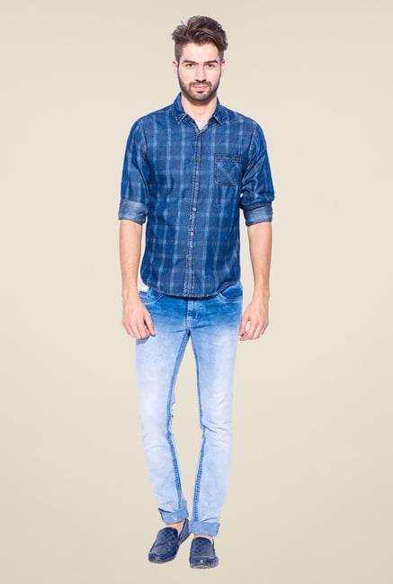 Mufti Dark Blue Checked Shirt Mufti Dark Blue Checked Shirt