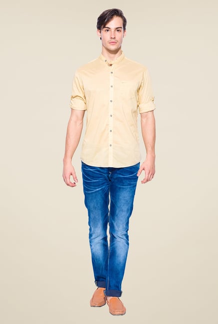 Mufti Yellow Solid Shirt Mufti Yellow Solid Shirt