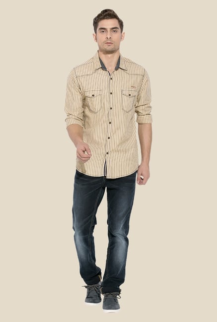 Mufti Khaki Striped Shirt Mufti Khaki Striped Shirt