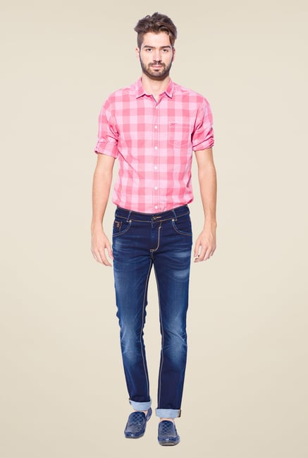 Mufti Blue Lightly Washed Slim Fit Jeans Mufti Blue Lightly Washed Slim Fit Jeans