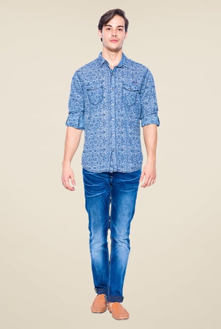 Mufti Blue Printed Shirt Mufti Blue Printed Shirt