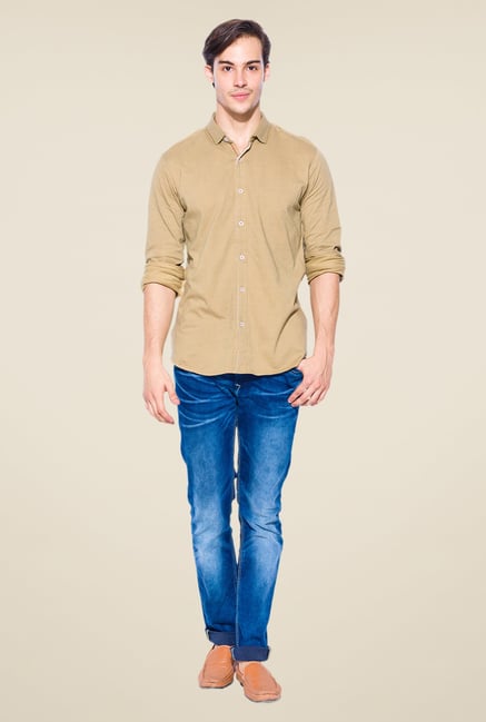 Mufti Khaki Geometric Print Shirt Mufti Khaki Geometric Print Shirt