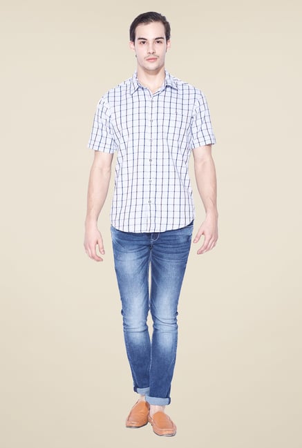 Mufti Sky Blue Checked Shirt Mufti Sky Blue Checked Shirt