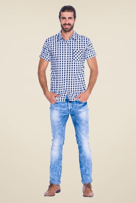 Mufti Navy & White Checked Shirt Mufti Navy & White Checked Shirt
